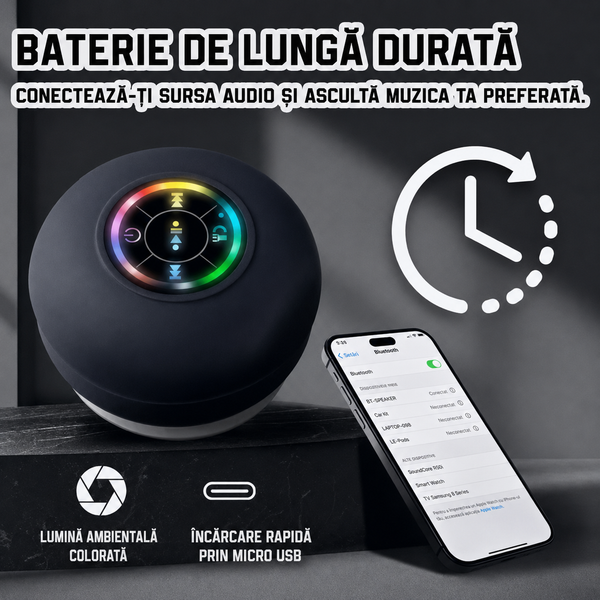 Boxă Bluetooth Portabilă cu Lumină LED