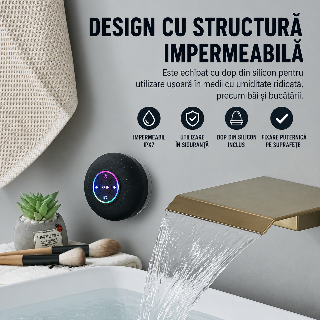 Boxă Bluetooth Portabilă cu Lumină LED