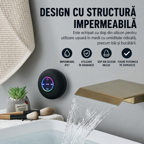 Boxă Bluetooth Portabilă cu Lumină LED